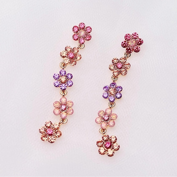 2/$30🌵 Sakura Cherry Blossom Dangle Rhinestone Earrings Kawaii Japanese Floral - Picture 8 of 9